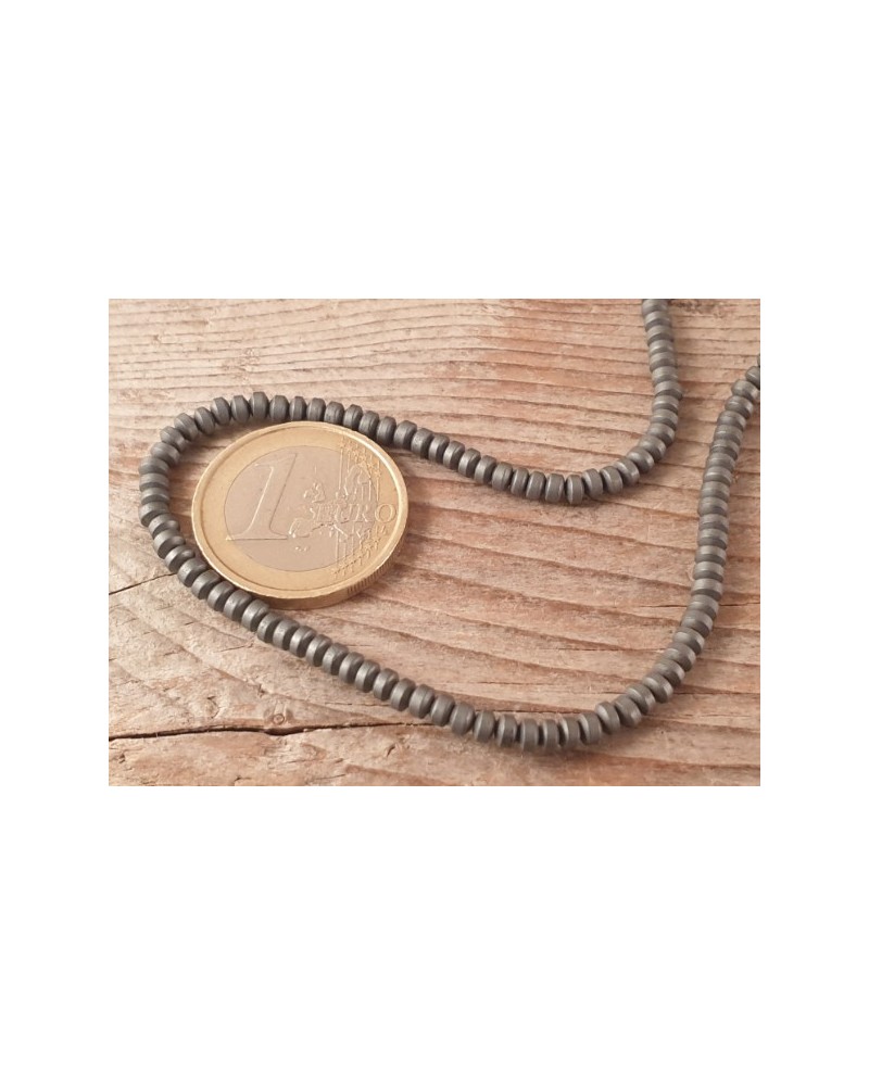 Blutsteinkette (Hämatit) matt 3x2mm