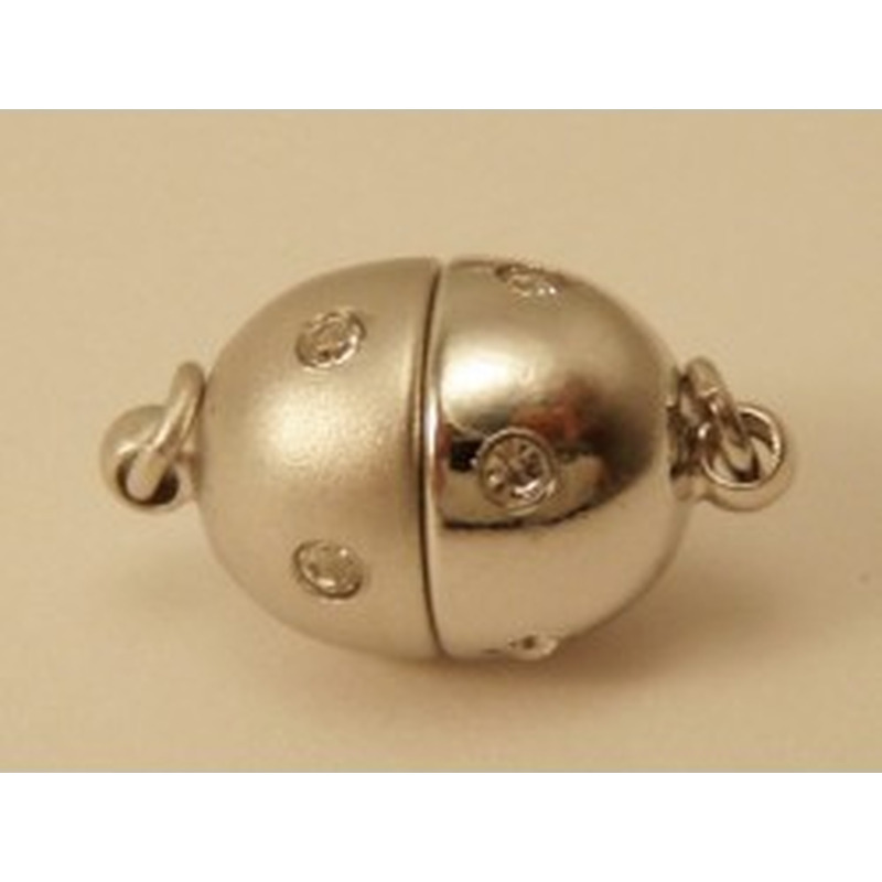 Magnetschliesse 9*15.5mm rhodiniert, Strass