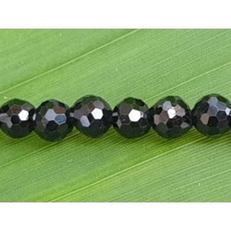 Schwarzer Turmalin (Schörl) Kette facettiert 4mm