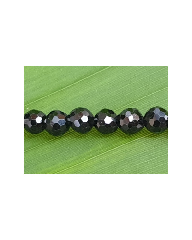 Schwarzer Turmalin (Schörl) Kette facettiert 4mm
