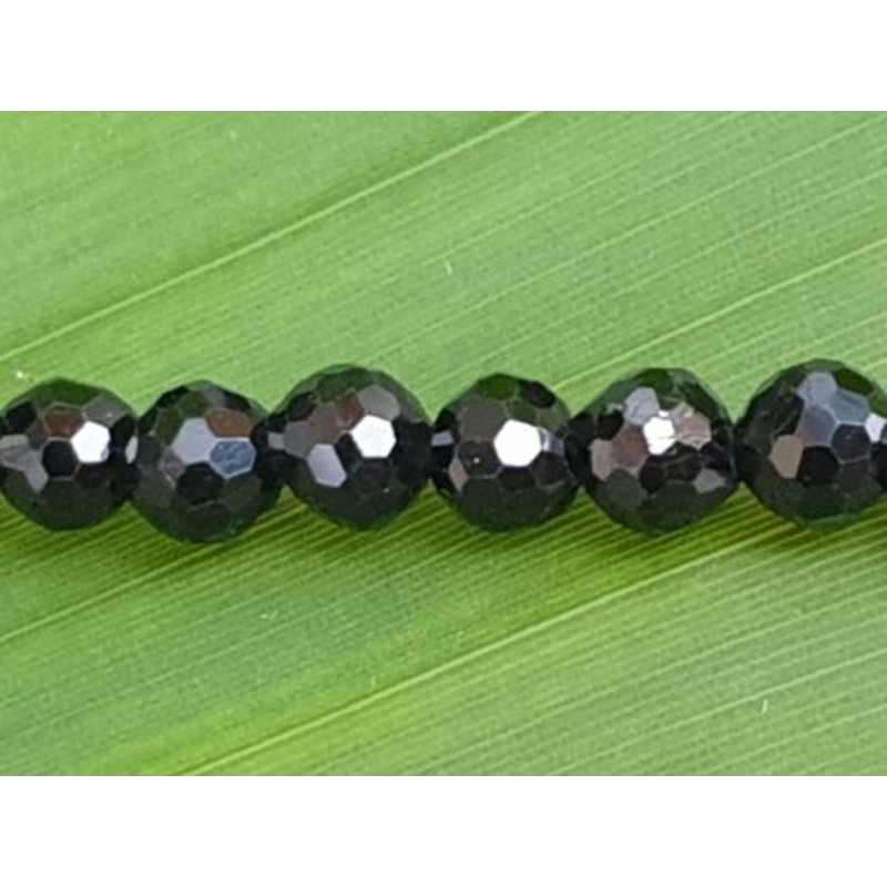Schwarzer Turmalin (Schörl) Kette facettiert 4mm