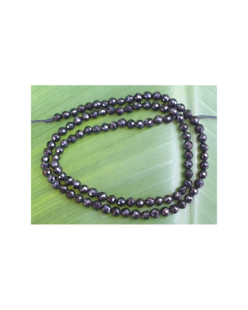 Schwarzer Turmalin (Schörl) Kette facettiert 4mm