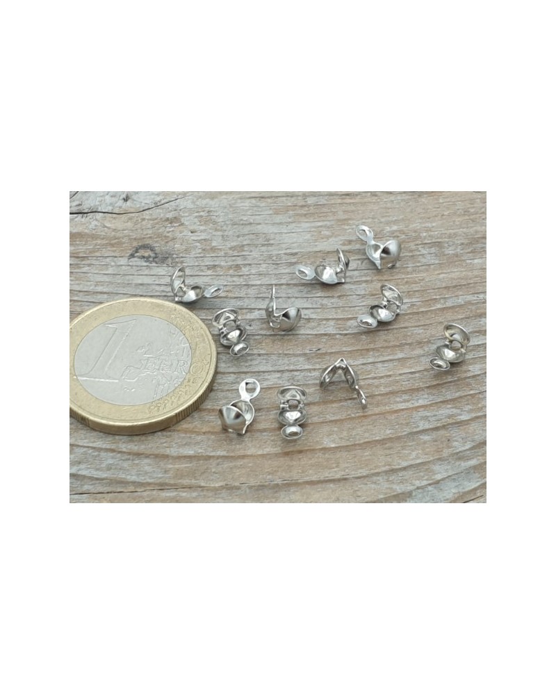 Kalotte 4mm geschlossen (10 Stk), Messing rhodiumfarben
