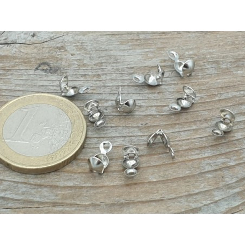 Kalotte 4mm geschlossen (10 Stk), Messing rhodiumfarben