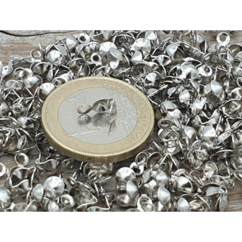 Kalotte 4mm geschlossen (100 Stk), Messing rhodiumfarben
