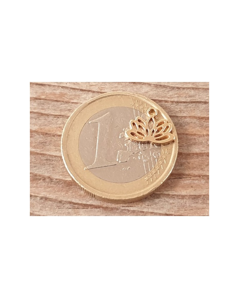 Charm Lotus 7.5x10mm, Edelstahl gold