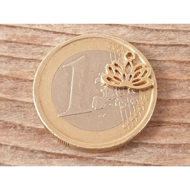 Charm Lotus 7.5x10mm, Edelstahl gold