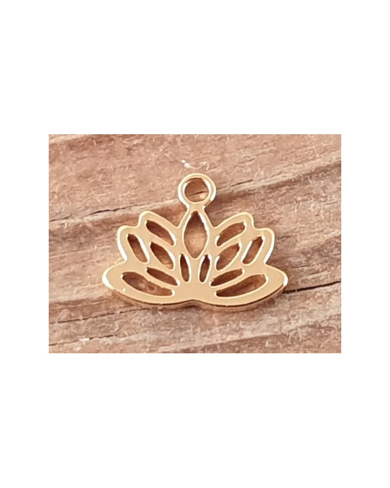 Charm Lotus 7.5x10mm, Edelstahl gold