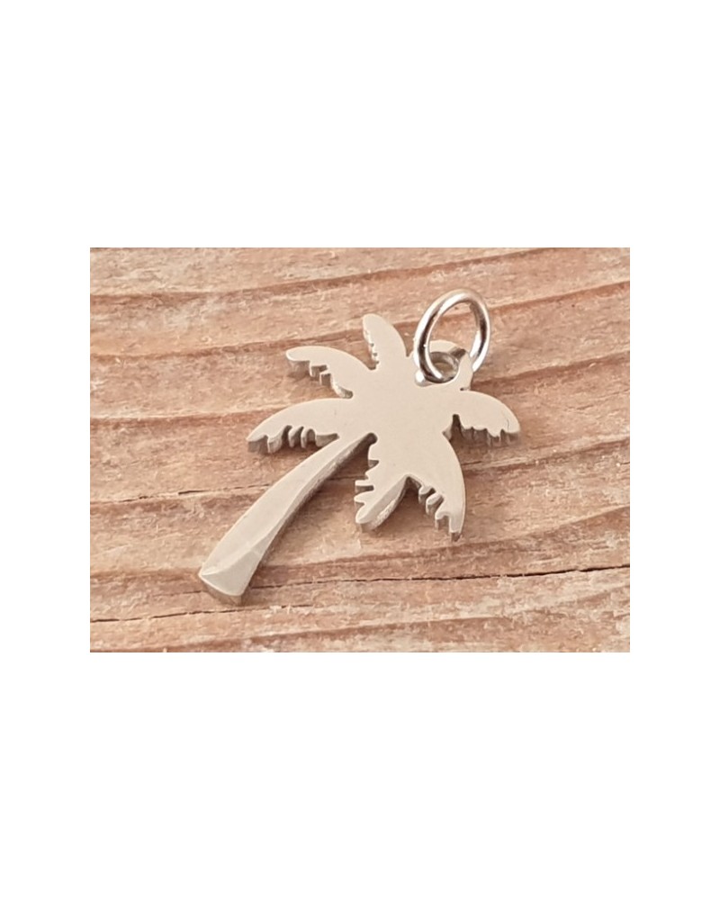 Charm Kokospalme 17mm, Edelstahl