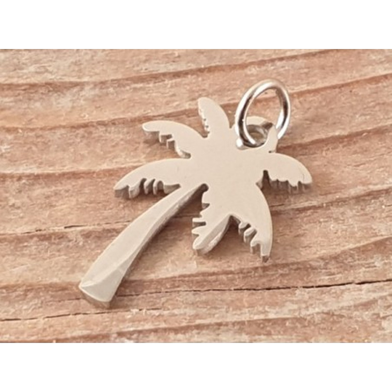 Charm Kokospalme 17mm, Edelstahl