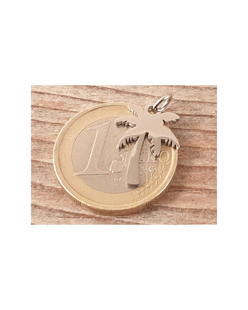 Charm Kokospalme 17mm, Edelstahl