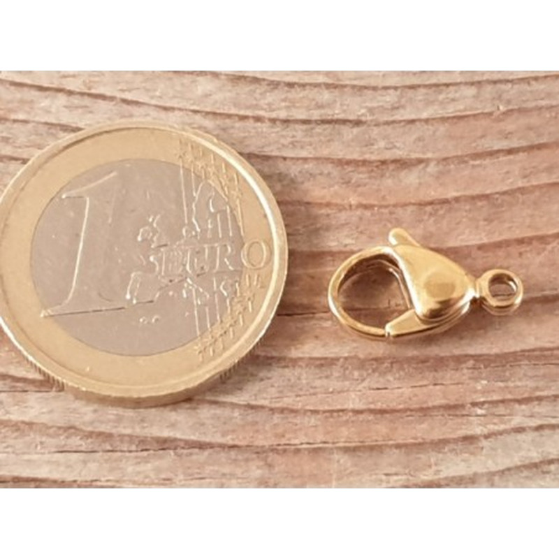 Karabiner 15mm Edelstahl gold