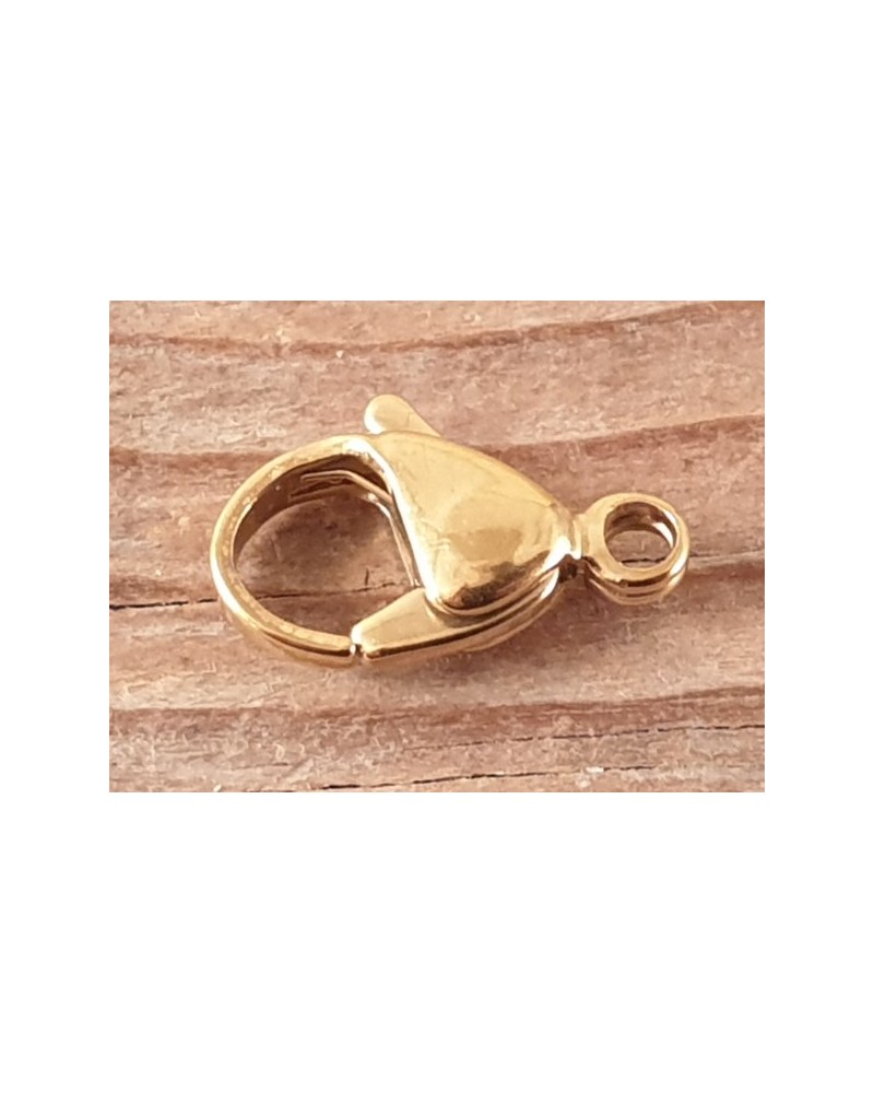 Karabiner 15mm Edelstahl gold