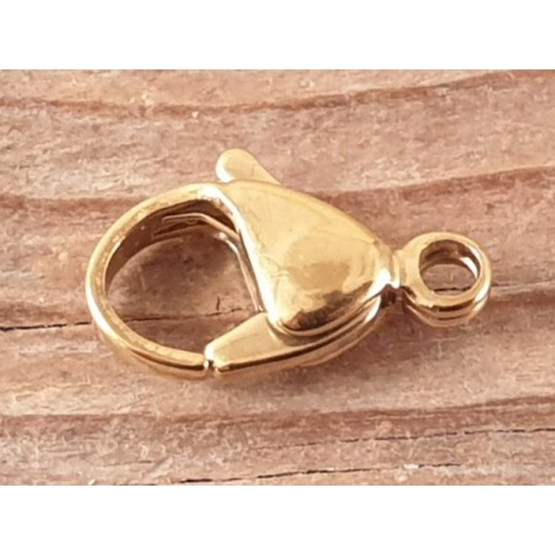 Karabiner 15mm Edelstahl gold