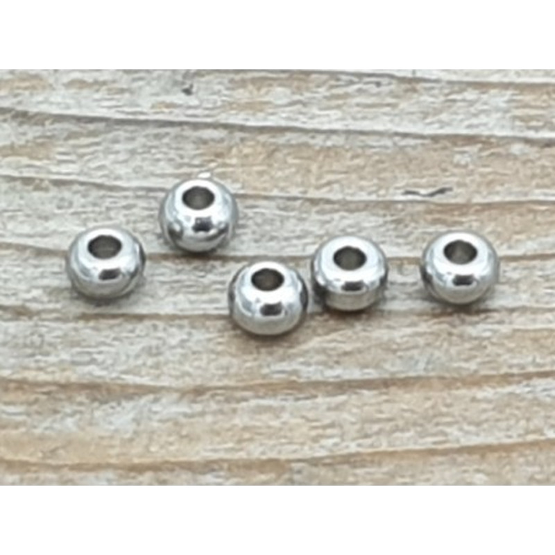 Zwischenteil, Perle 3x2mm, Bohrung 1.2mm, Edelstahl