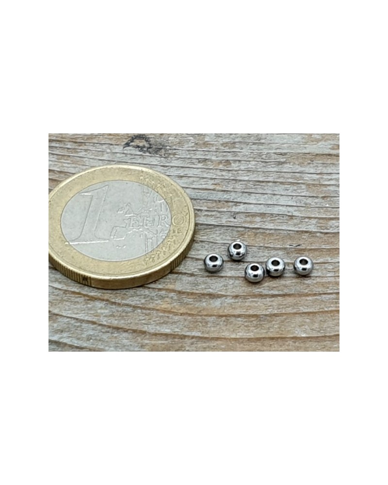 Zwischenteil, Perle 3x2mm, Bohrung 1.2mm, Edelstahl