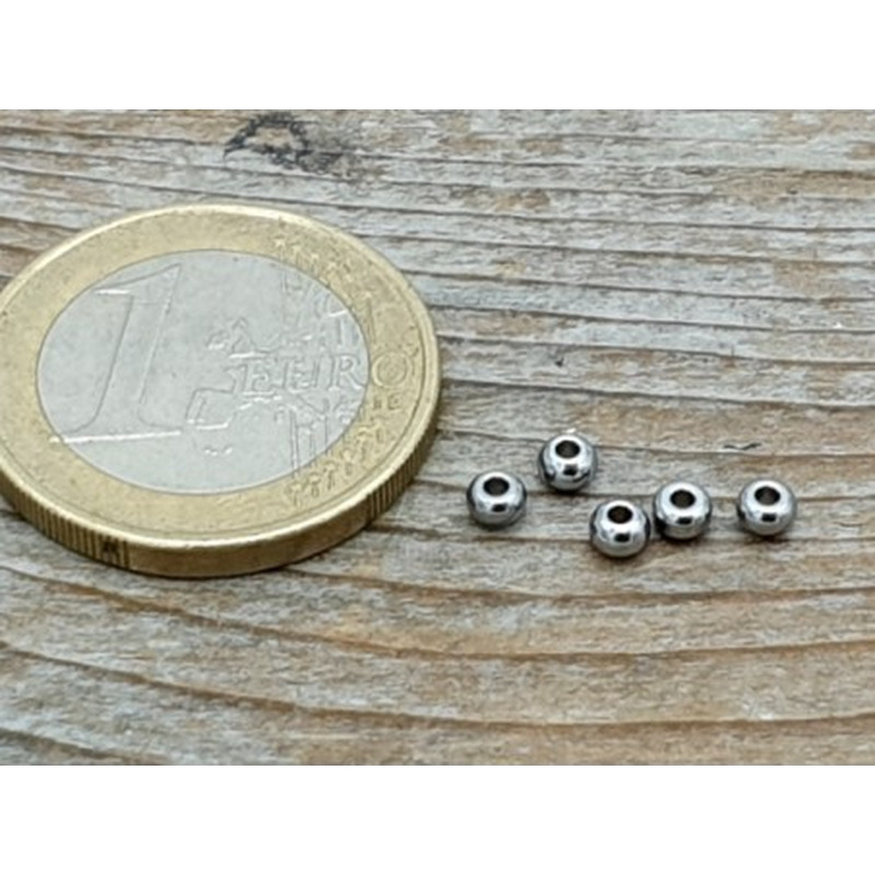 Zwischenteil, Perle 3x2mm, Bohrung 1.2mm, Edelstahl