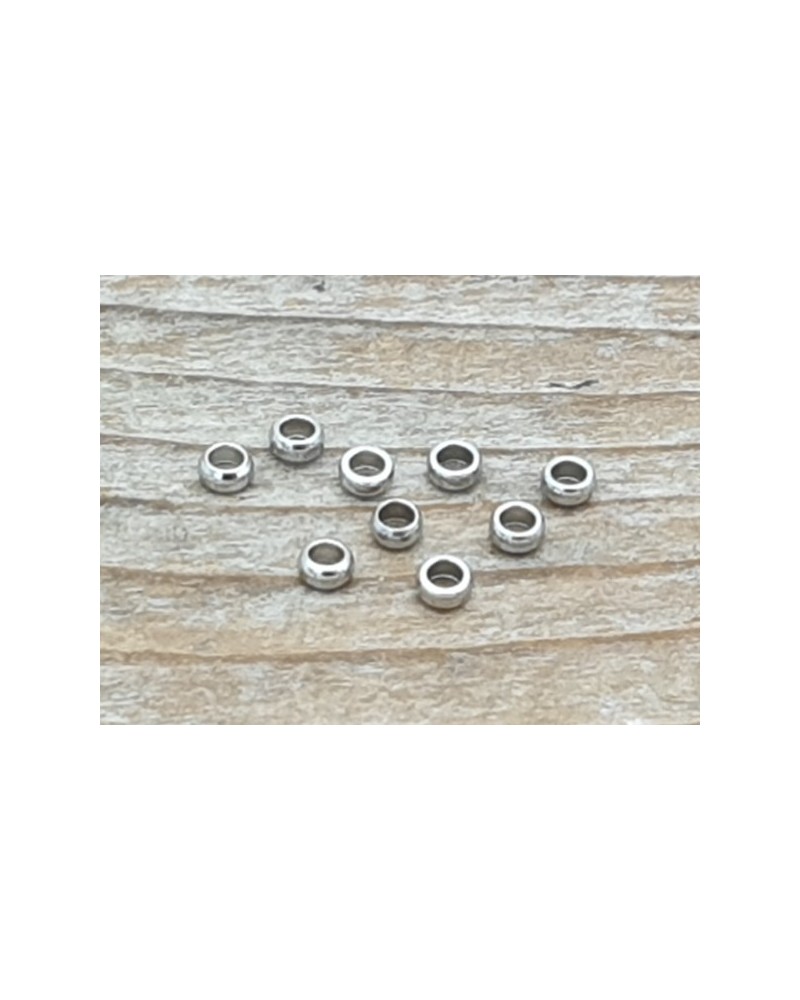 Zwischenteil, Perle 2x1mm, Bohrung 1mm, Edelstahl