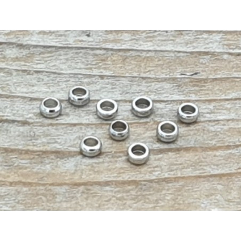 Zwischenteil, Perle 2x1mm, Bohrung 1mm, Edelstahl