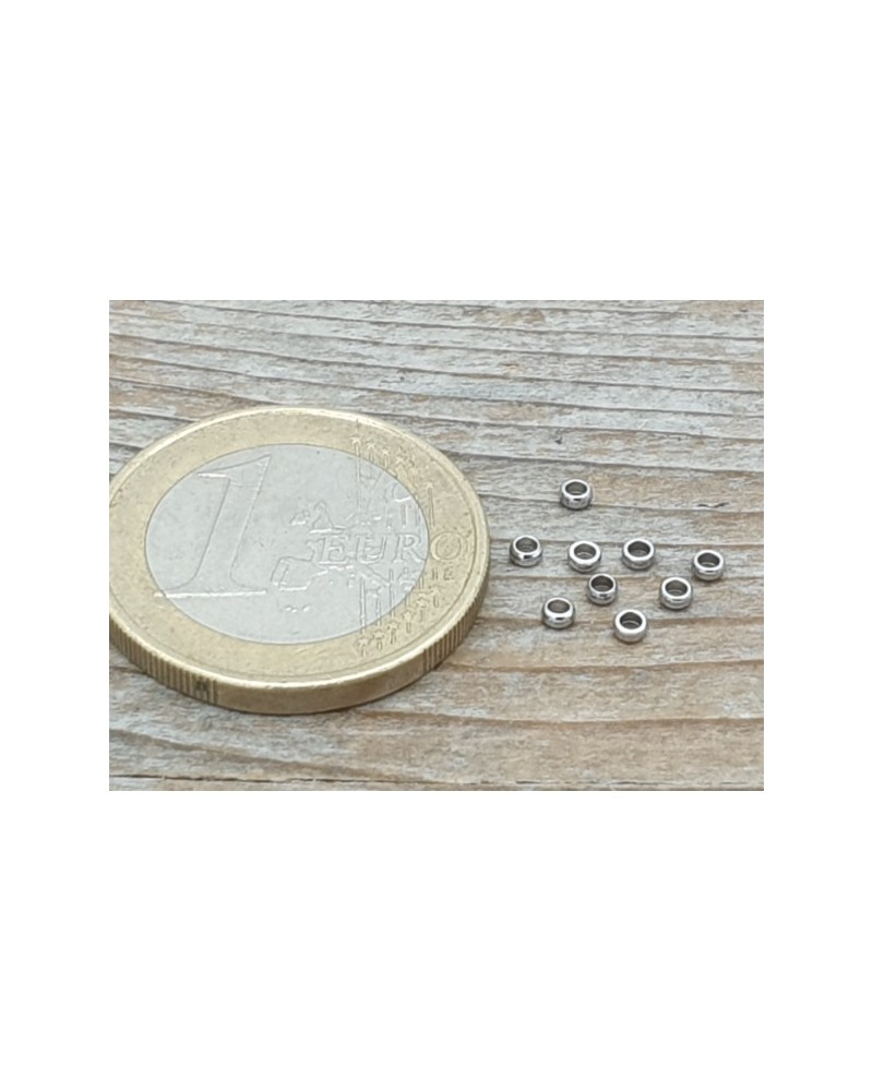 Zwischenteil, Perle 2x1mm, Bohrung 1mm, Edelstahl