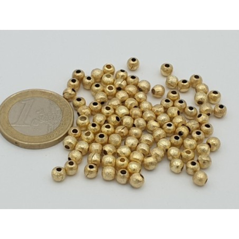 Kugel 4mm matt (100 Stk), Metall vergoldet