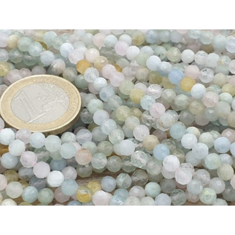 Beryllkette (Aquamarin-Morganit) facettiert 4mm