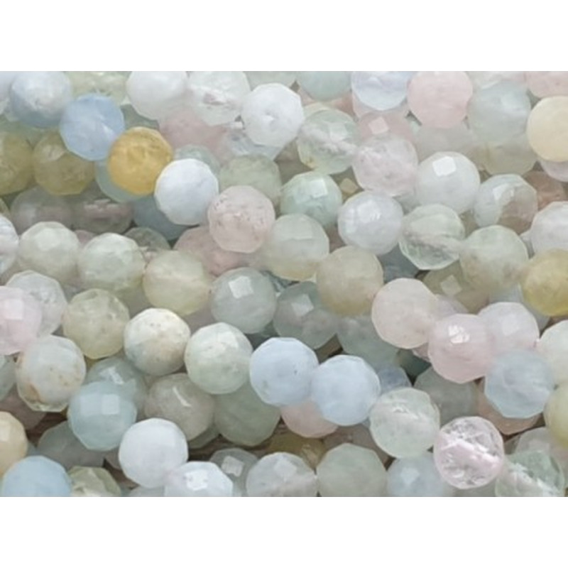 Beryllkette (Aquamarin-Morganit) facettiert 4mm