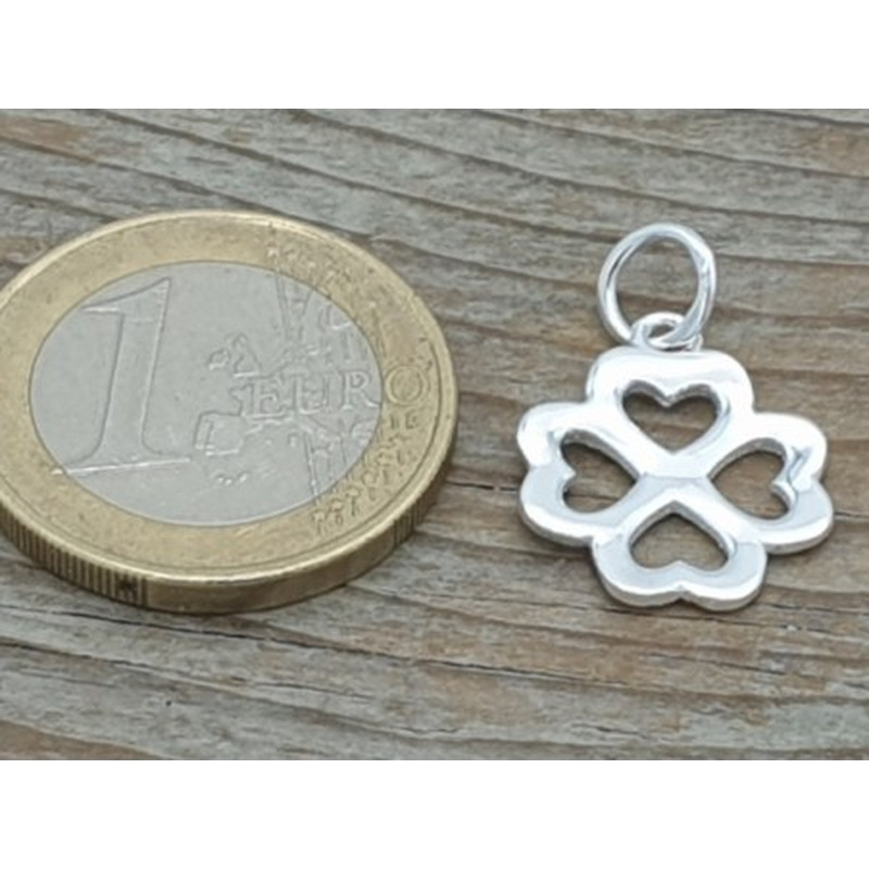 Kleeblatt Anhänger 15mm, 925 Silber