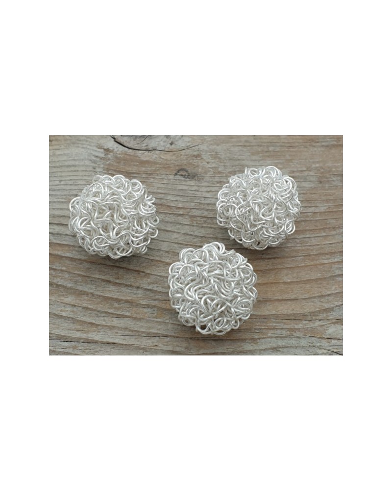 Zwischenteil, Drahtkugel 20mm, Metall versilbert