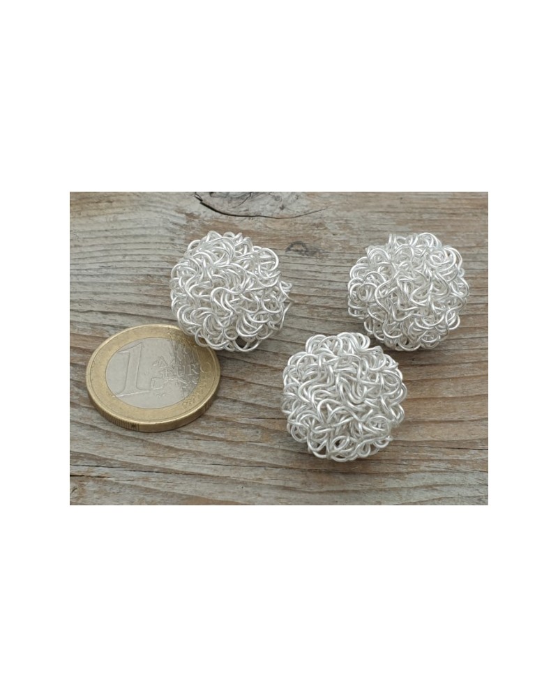 Zwischenteil, Drahtkugel 20mm, Metall versilbert