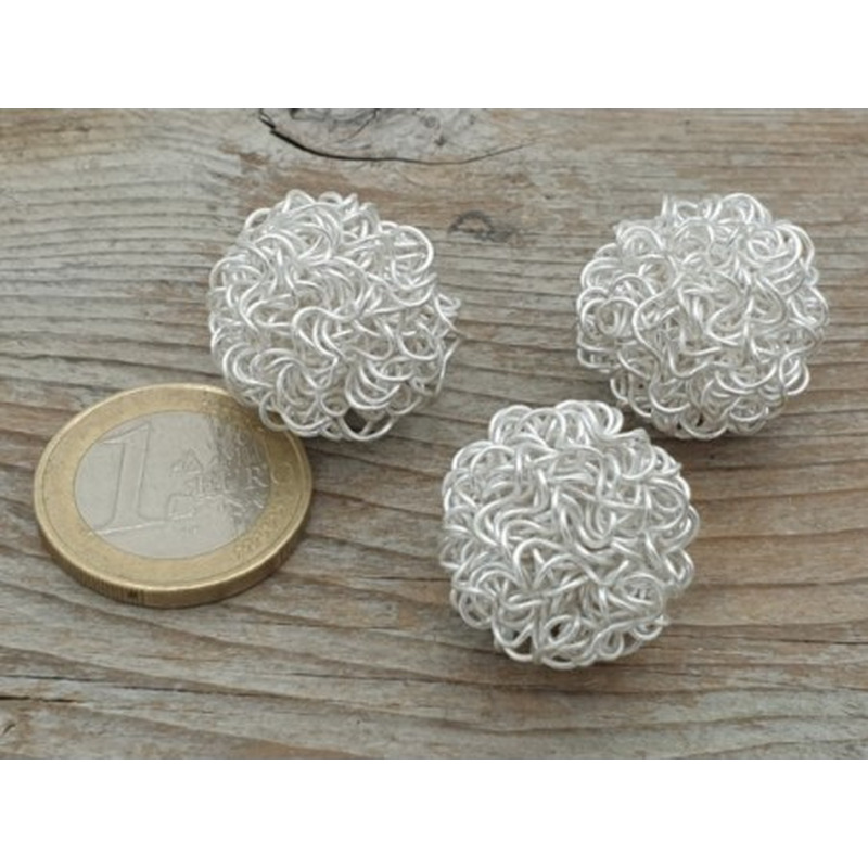 Zwischenteil, Drahtkugel 20mm, Metall versilbert