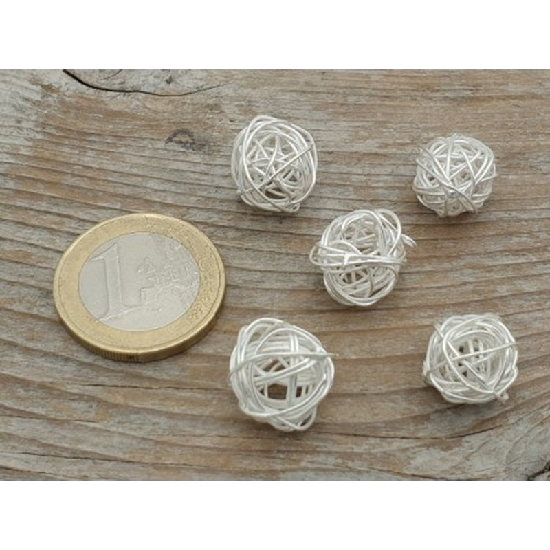 Zwischenteil, Drahtkugel 11-14mm, Metall versilbert