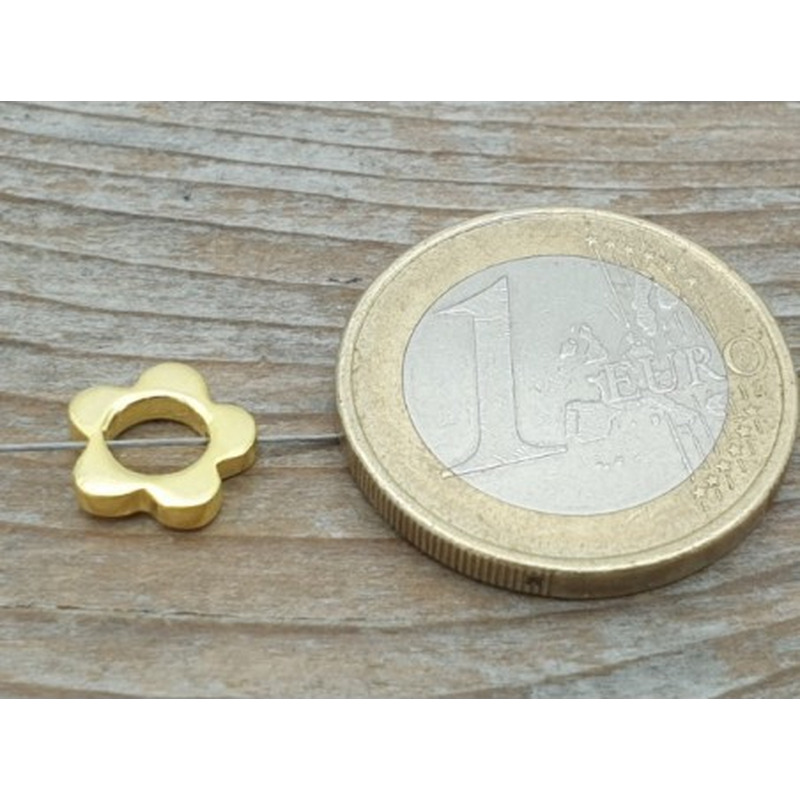 Zwischenteil, Blume 9mm, 925 Silber vergoldet