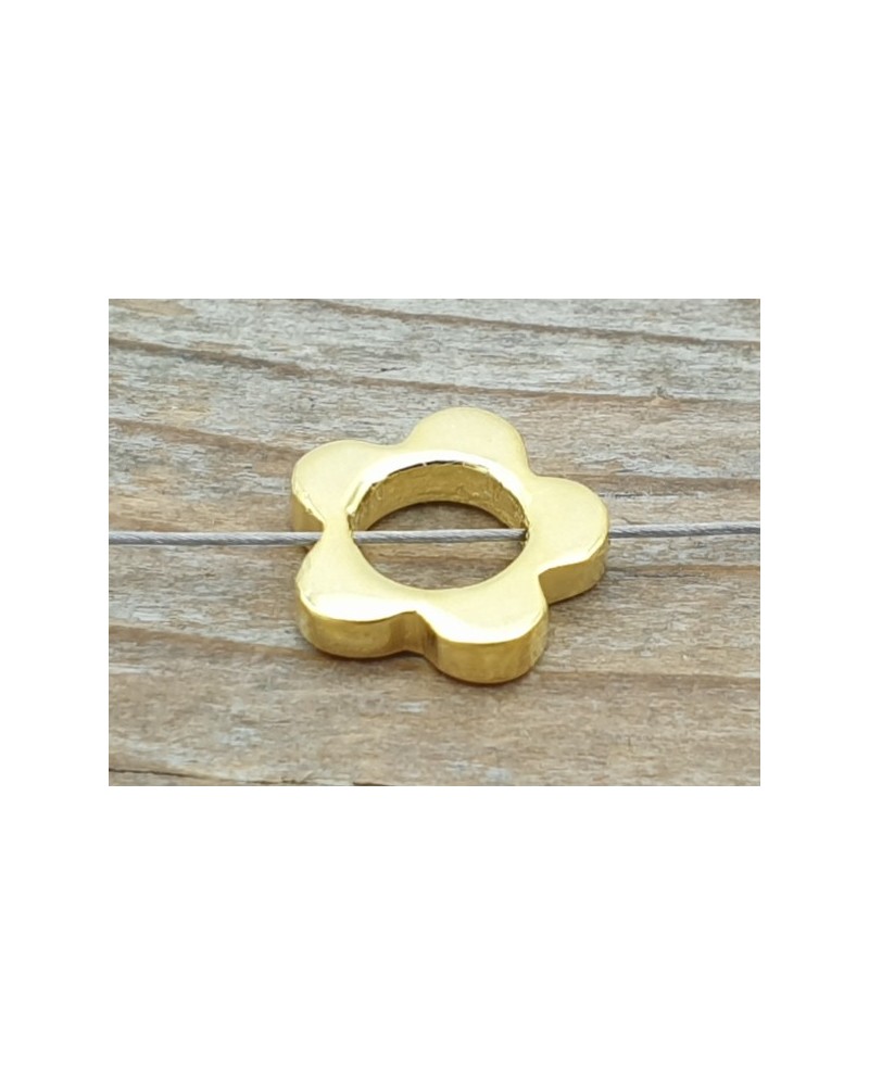 Zwischenteil, Blume 9mm, 925 Silber vergoldet