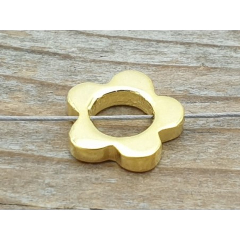 Zwischenteil, Blume 9mm, 925 Silber vergoldet