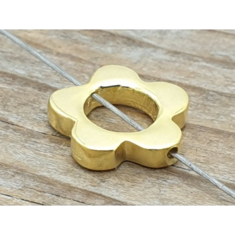 Zwischenteil, Blume 9mm, 925 Silber vergoldet