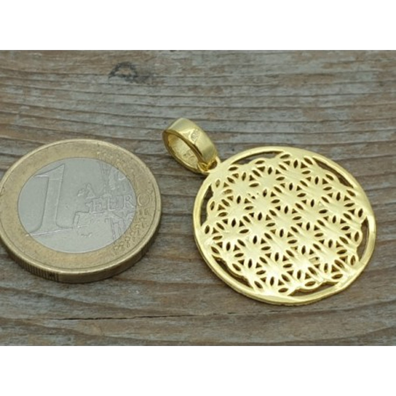 Blume des Lebens 25mm, 925 Silber vergoldet