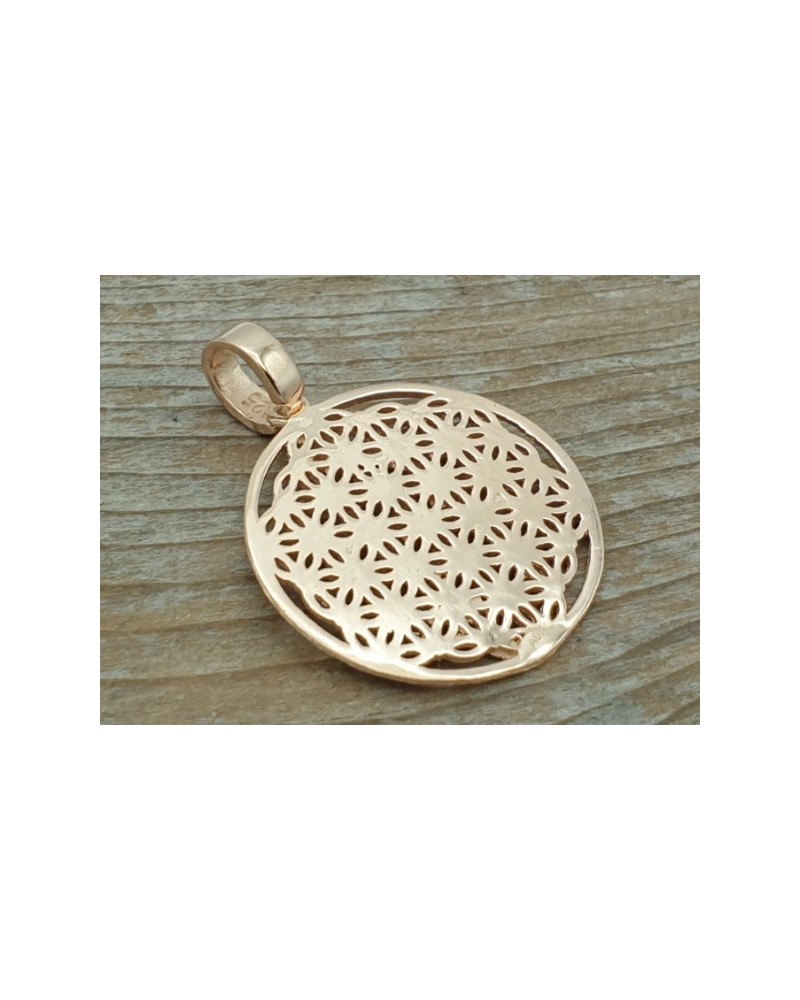 Blume des Lebens 25mm, 925 Silber rose vergoldet