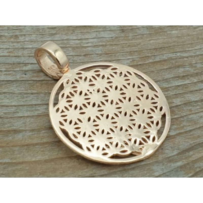 Blume des Lebens 25mm, 925 Silber rose vergoldet
