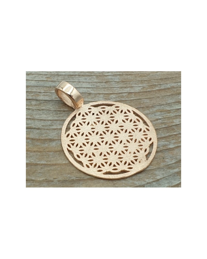 Blume des Lebens 25mm, 925 Silber rose vergoldet