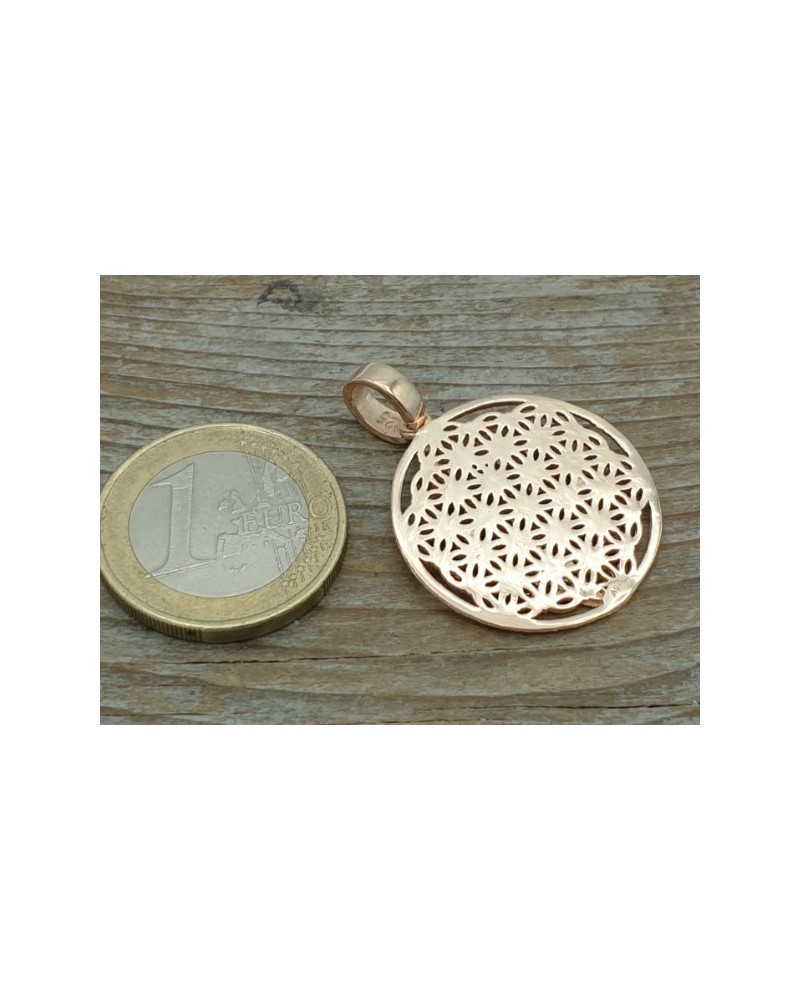 Blume des Lebens 25mm, 925 Silber rose vergoldet