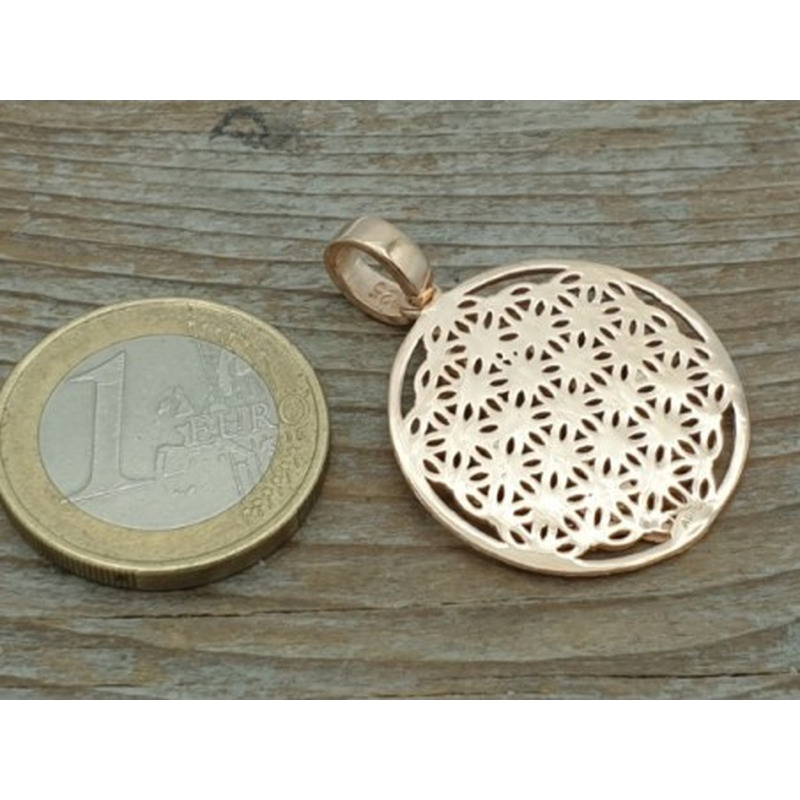Blume des Lebens 25mm, 925 Silber rose vergoldet