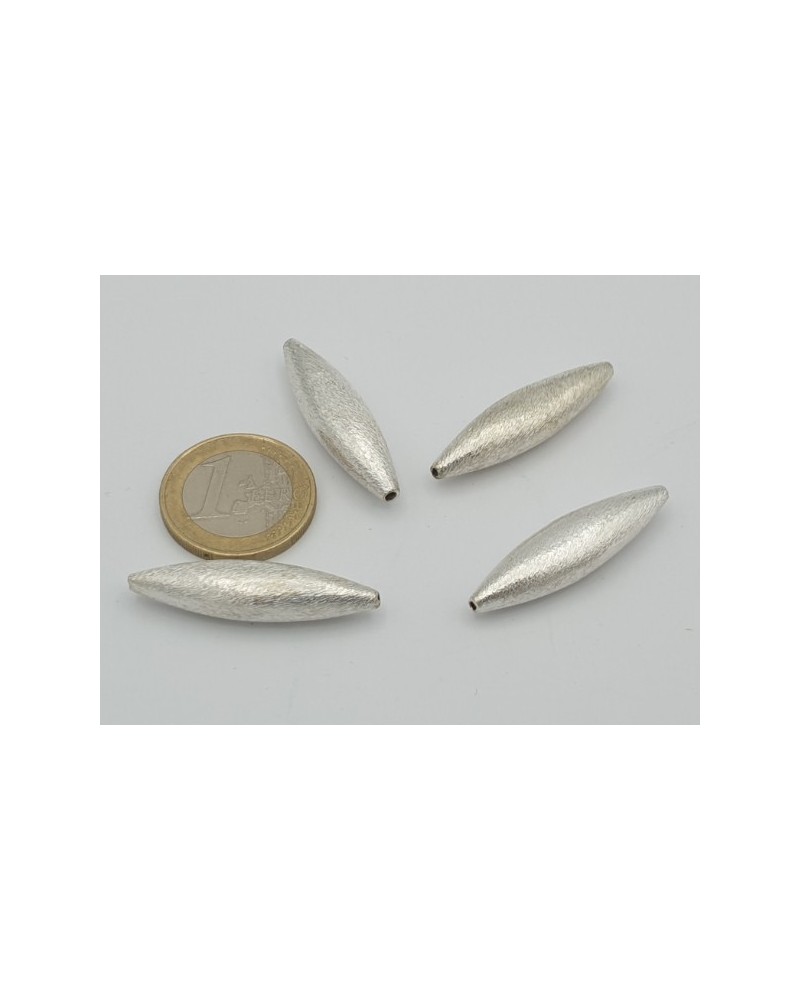 Zwischenteil, Olive 11x33mm, Metall versilbert