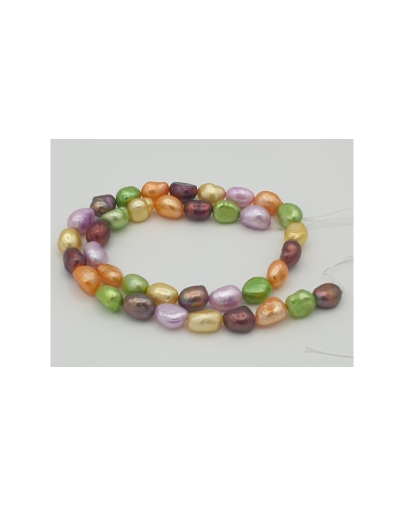 Perlenstrang 8-9mm/37cm, Barock, Multicolor