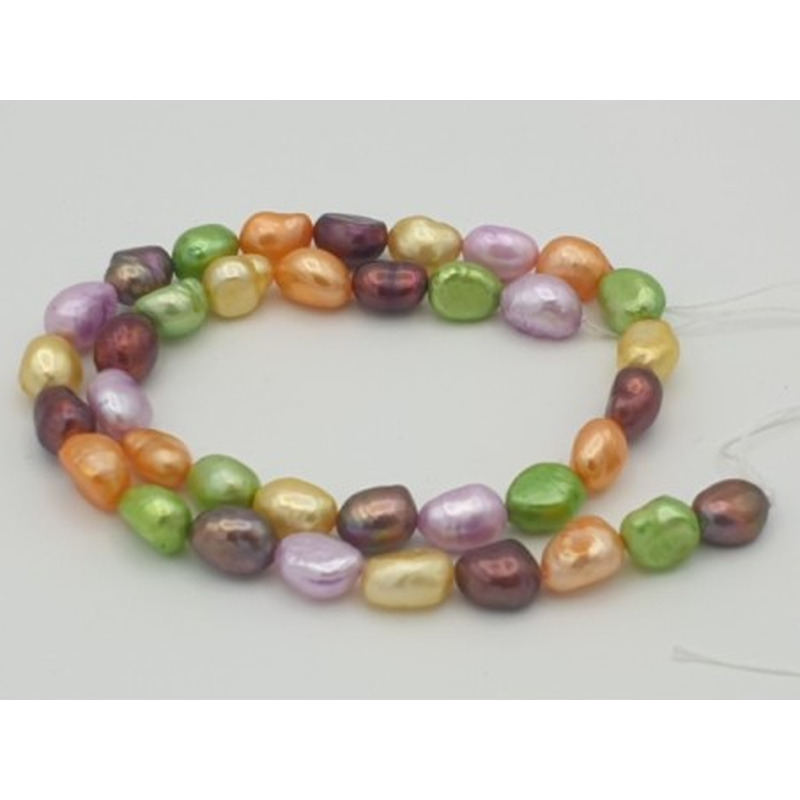Perlenstrang 8-9mm/37cm, Barock, Multicolor