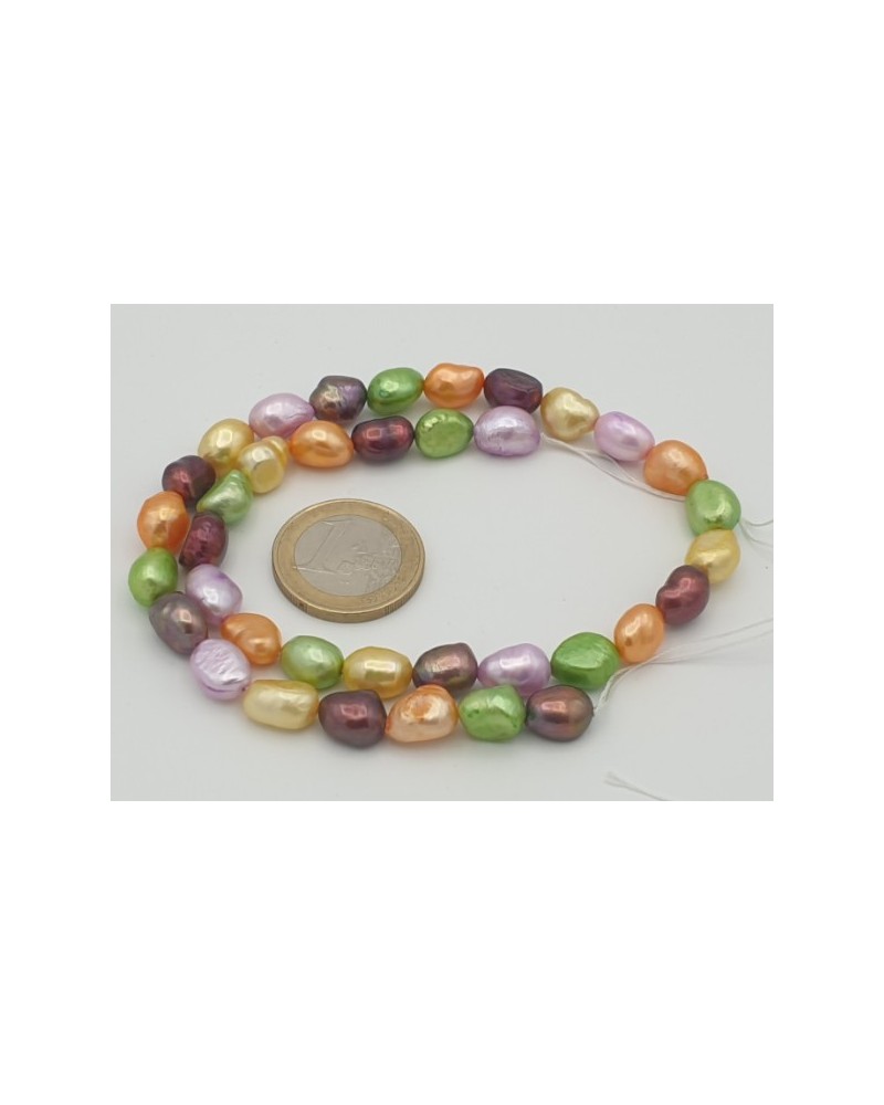 Perlenstrang 8-9mm/37cm, Barock, Multicolor