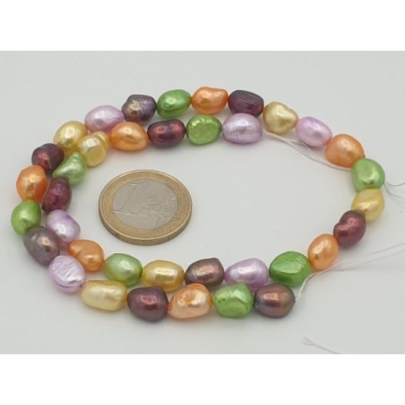 Perlenstrang 8-9mm/37cm, Barock, Multicolor