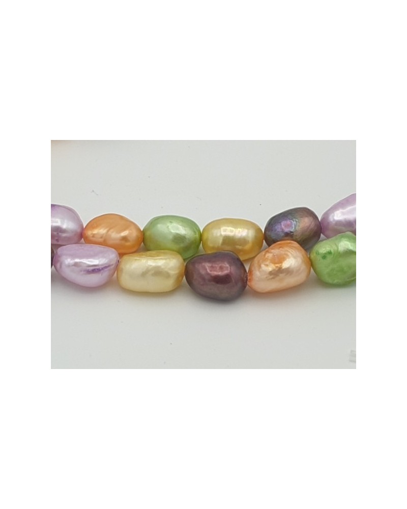 Perlenstrang 8-9mm/37cm, Barock, Multicolor