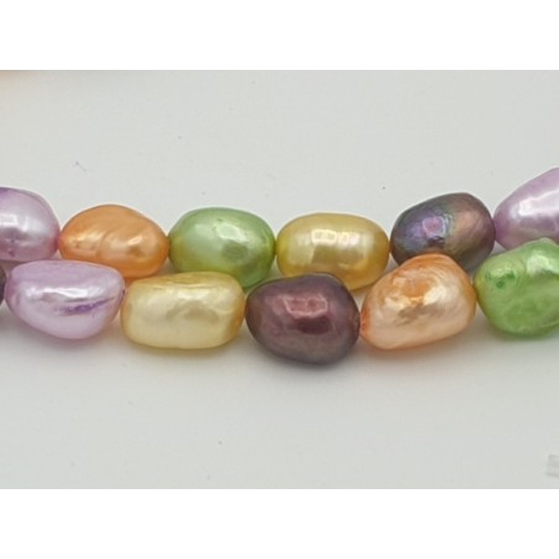 Perlenstrang 8-9mm/37cm, Barock, Multicolor