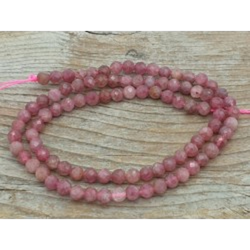 Rubelith - Rubellit - roter Turmalinkette facettiert 4mm 2